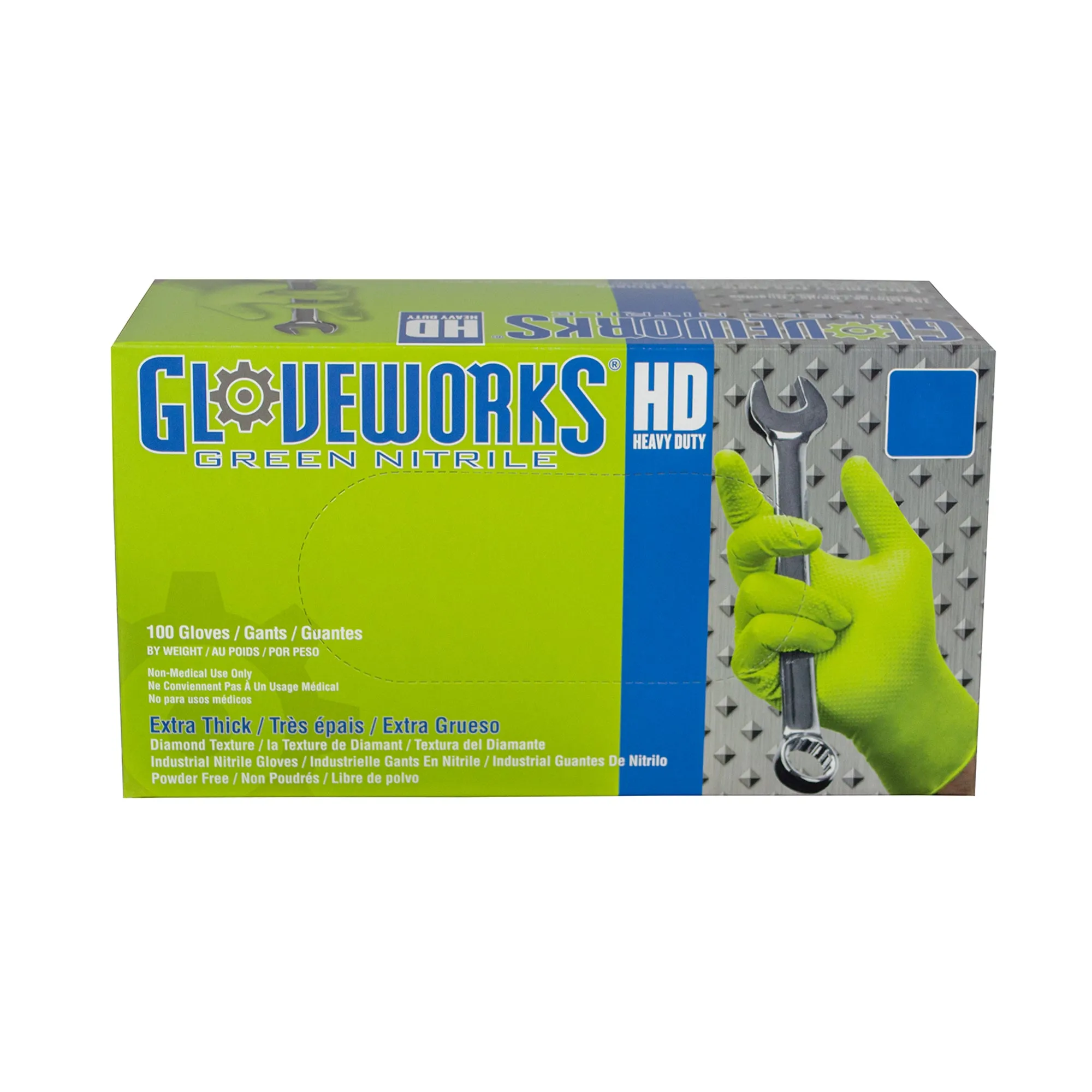 Gloveworks HD Green Nitrile Gloves-Box of 100 Gloves
