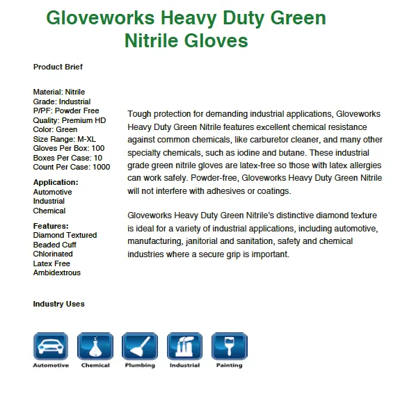 Gloveworks HD Green Nitrile Gloves-Box of 100 Gloves