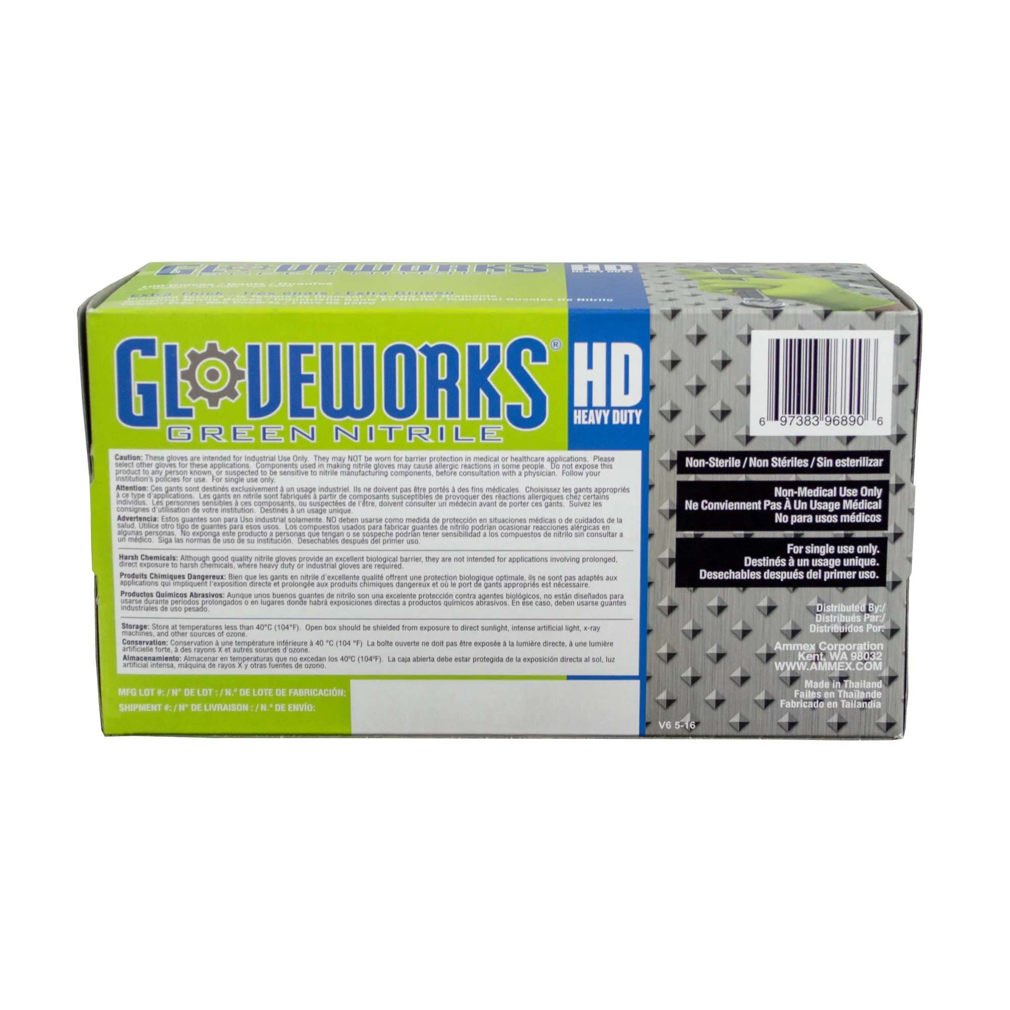 Gloveworks HD Green Nitrile Gloves-Box of 100 Gloves