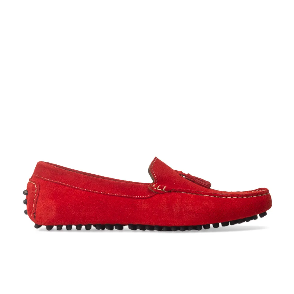 Gommino Suede Tassel Loafers (Red)