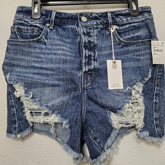 Good american NWT 6 revolve bombshell distressed high waist denim Shorts