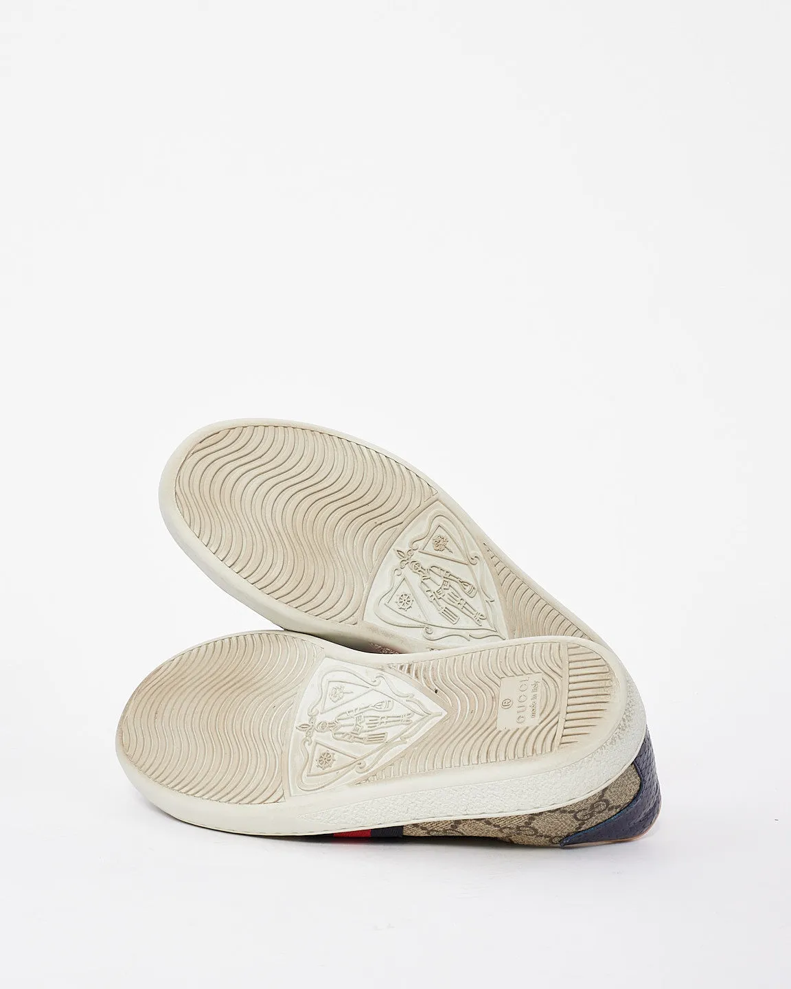 Gucci Brown Canvas Ace GG Supreme Low Top Sneakers - 34