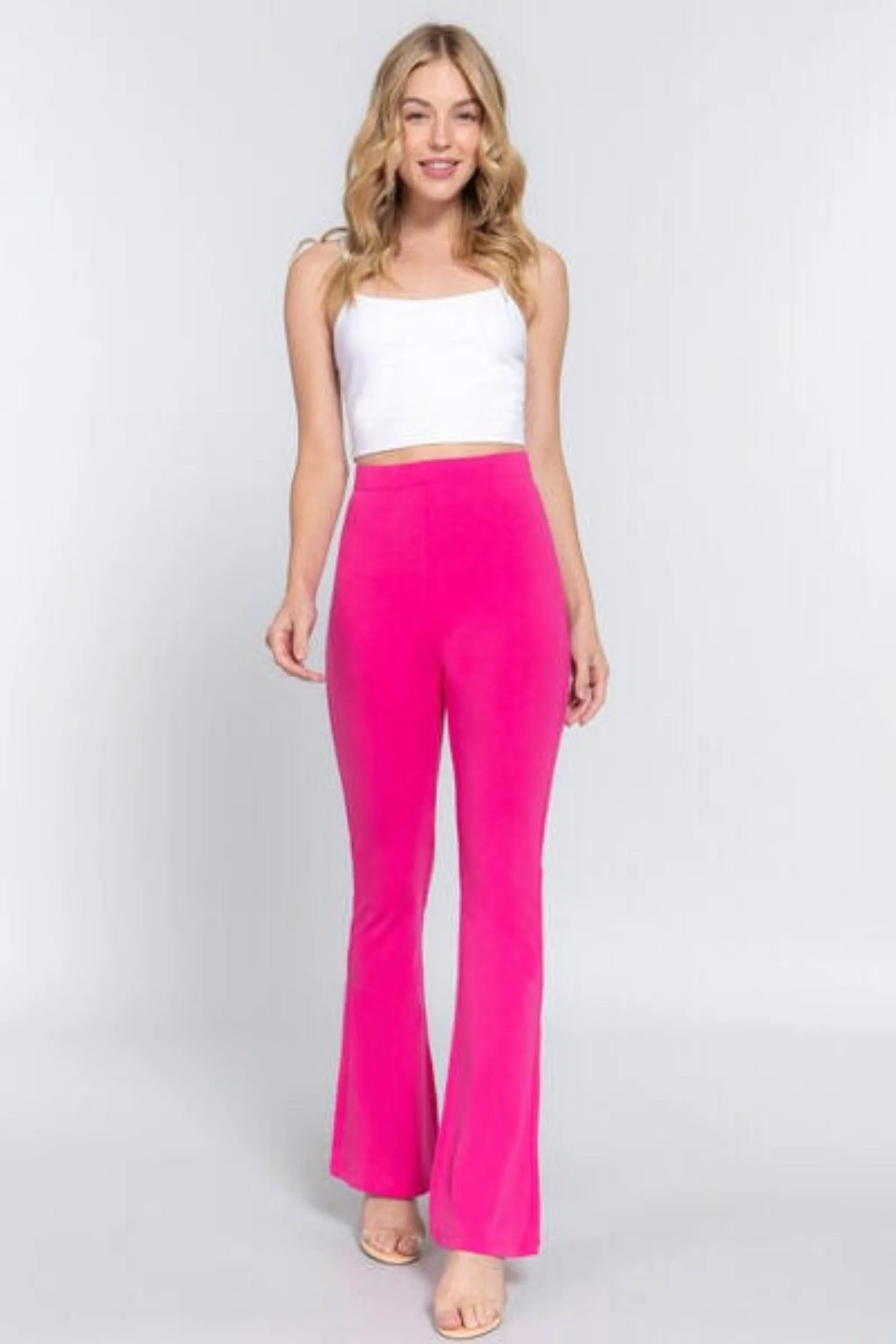 ❤GYPSY - Elastic Waist Slim Flare Pants by ACTIVE BASIC