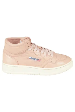 High-Top Leather Sneakers With Perforated Toe Box