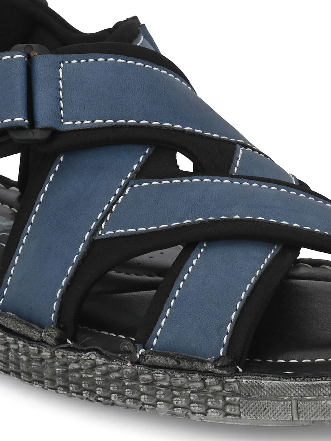 Hitz Men's Blue Synthetic Casual Sandals with Velcro Closure