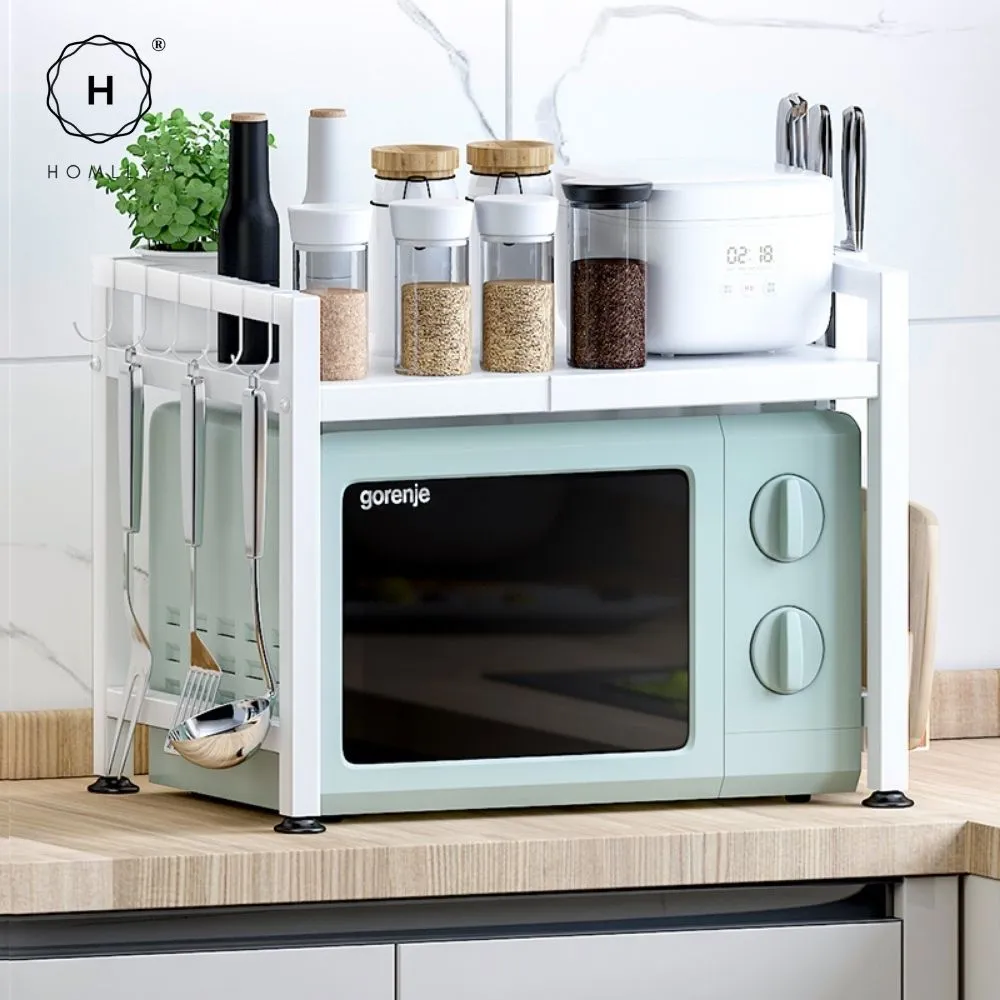 Homlly 2/3 Tier Expandable & Height Adjustable Microwave Kitchen Counter Rack