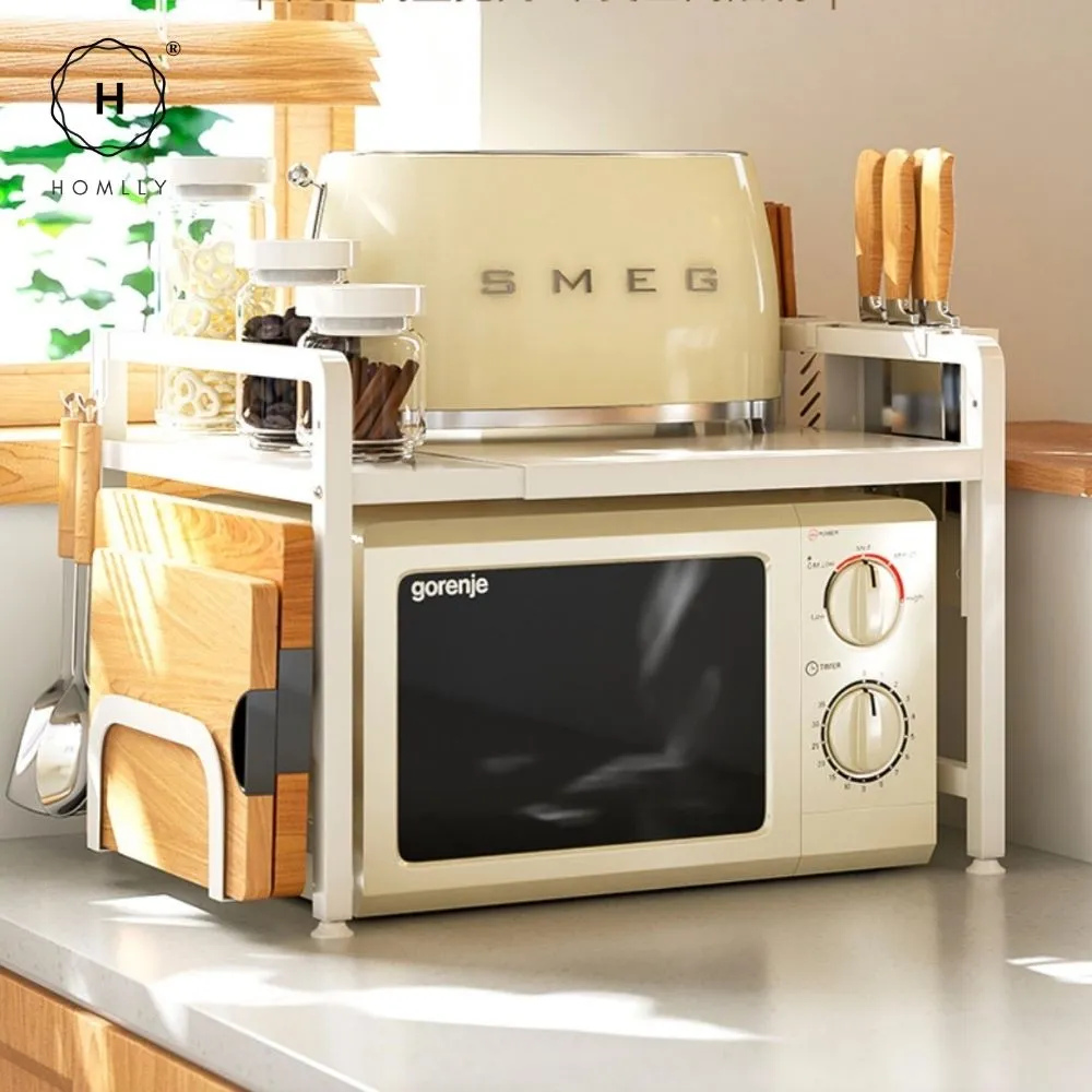 Homlly 2/3 Tier Expandable & Height Adjustable Microwave Kitchen Counter Rack