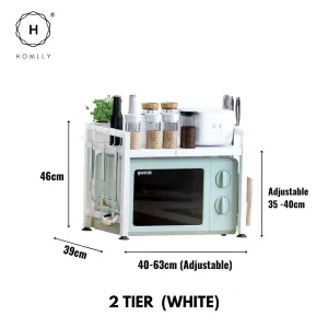 Homlly 2/3 Tier Expandable & Height Adjustable Microwave Kitchen Counter Rack