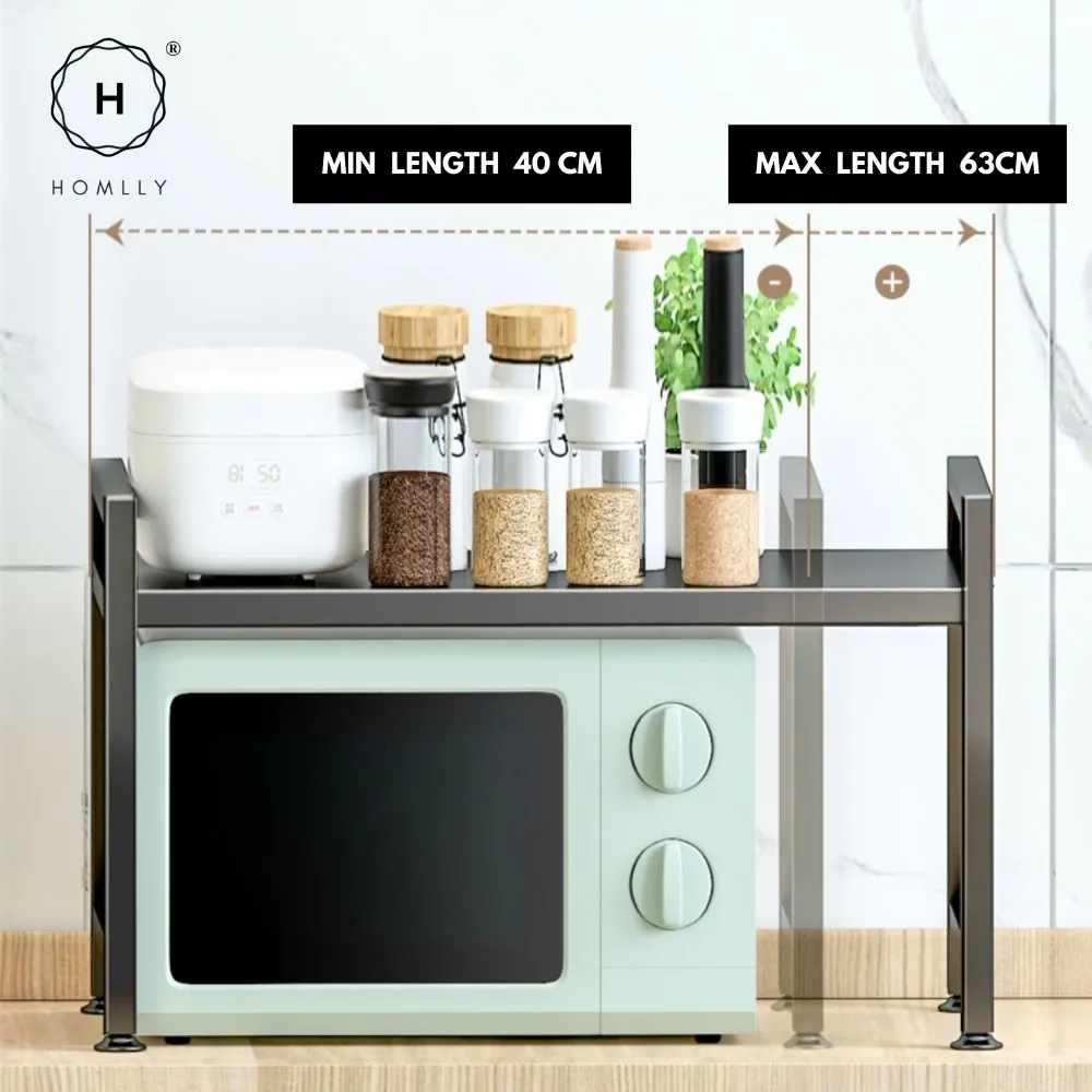 Homlly 2/3 Tier Expandable & Height Adjustable Microwave Kitchen Counter Rack