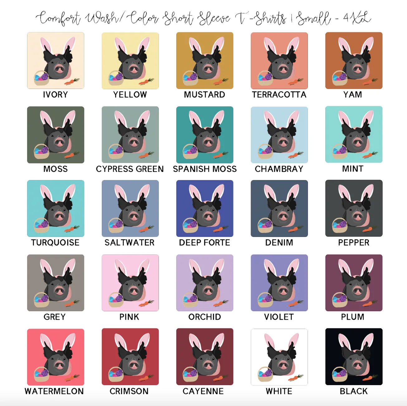Hoppy Easter Pig ComfortWash/ComfortColor T-Shirt (S-4XL) - Multiple Colors!
