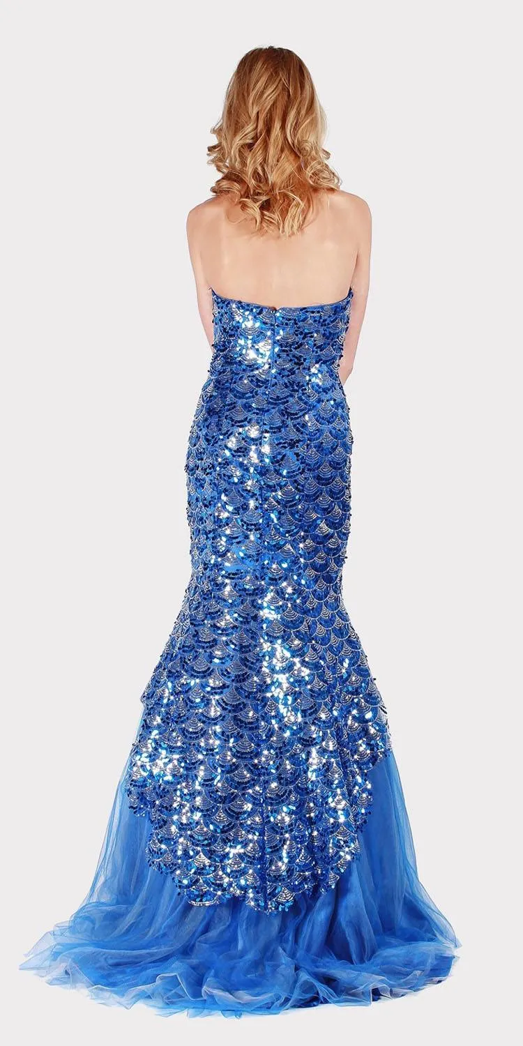 J&J Fashion 1307 Sequins Mermaid Prom Gown Strapless