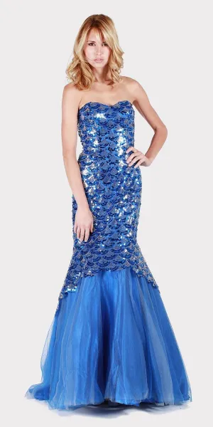 J&J Fashion 1307 Sequins Mermaid Prom Gown Strapless