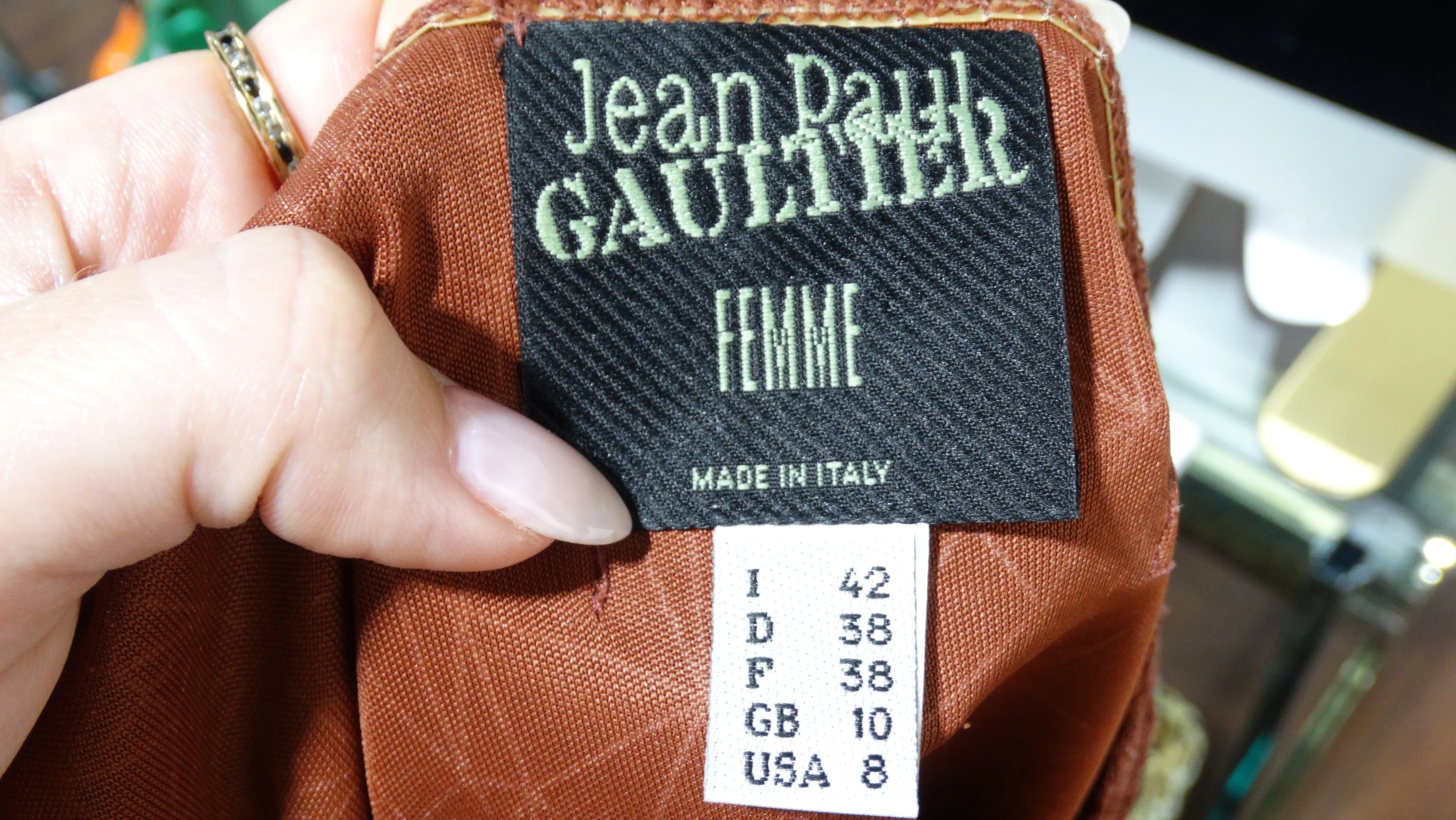 JEAN PAUL GAULTIER Femme S/S 2001 Rust Brown Constellation Faces Maxi Dress