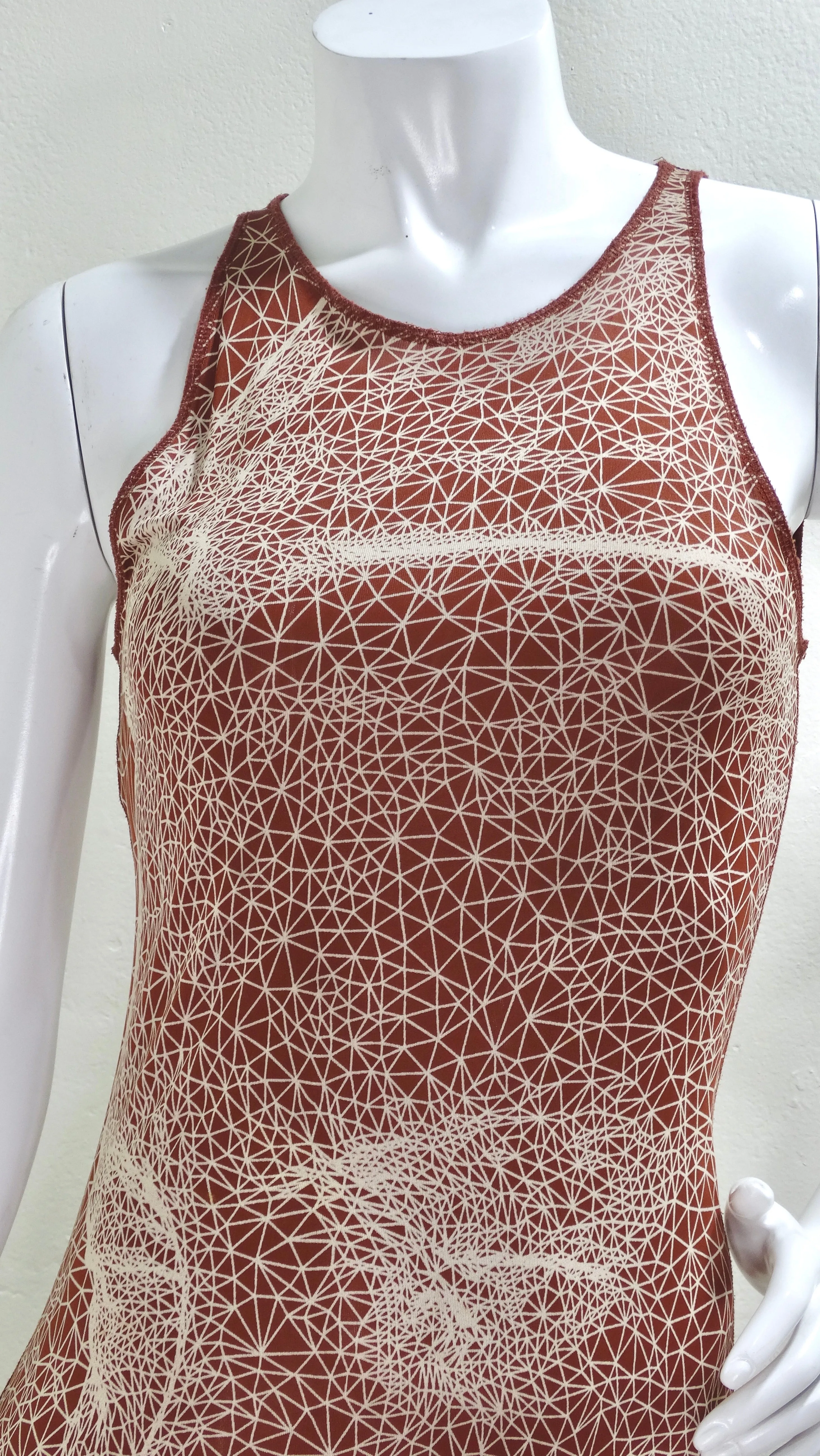 JEAN PAUL GAULTIER Femme S/S 2001 Rust Brown Constellation Faces Maxi Dress