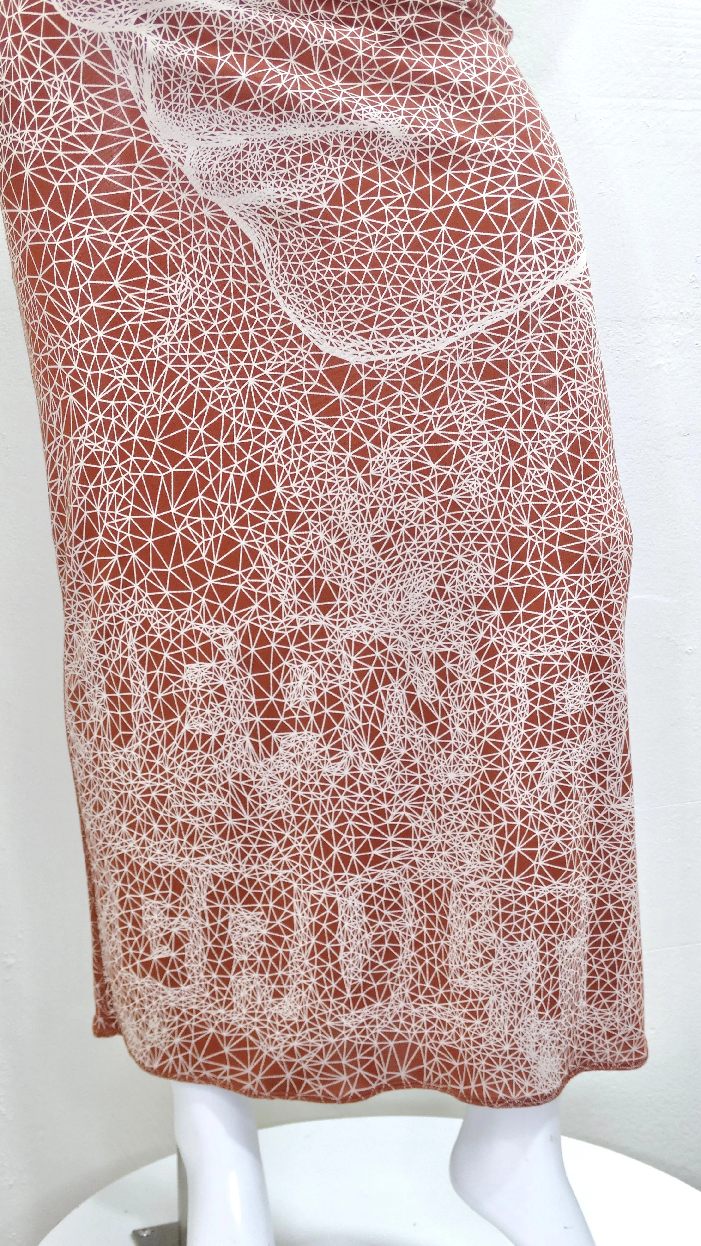 JEAN PAUL GAULTIER Femme S/S 2001 Rust Brown Constellation Faces Maxi Dress
