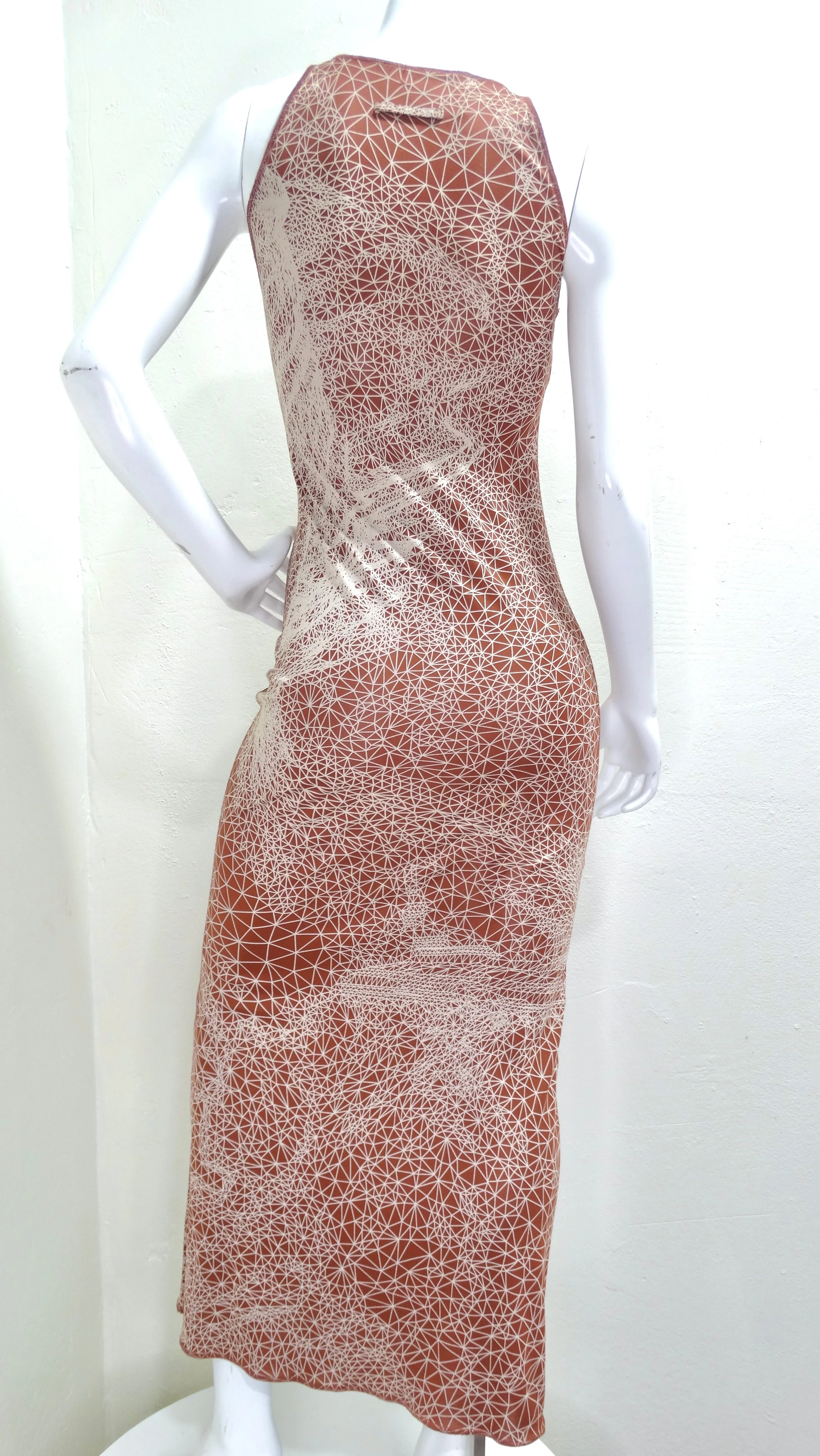JEAN PAUL GAULTIER Femme S/S 2001 Rust Brown Constellation Faces Maxi Dress