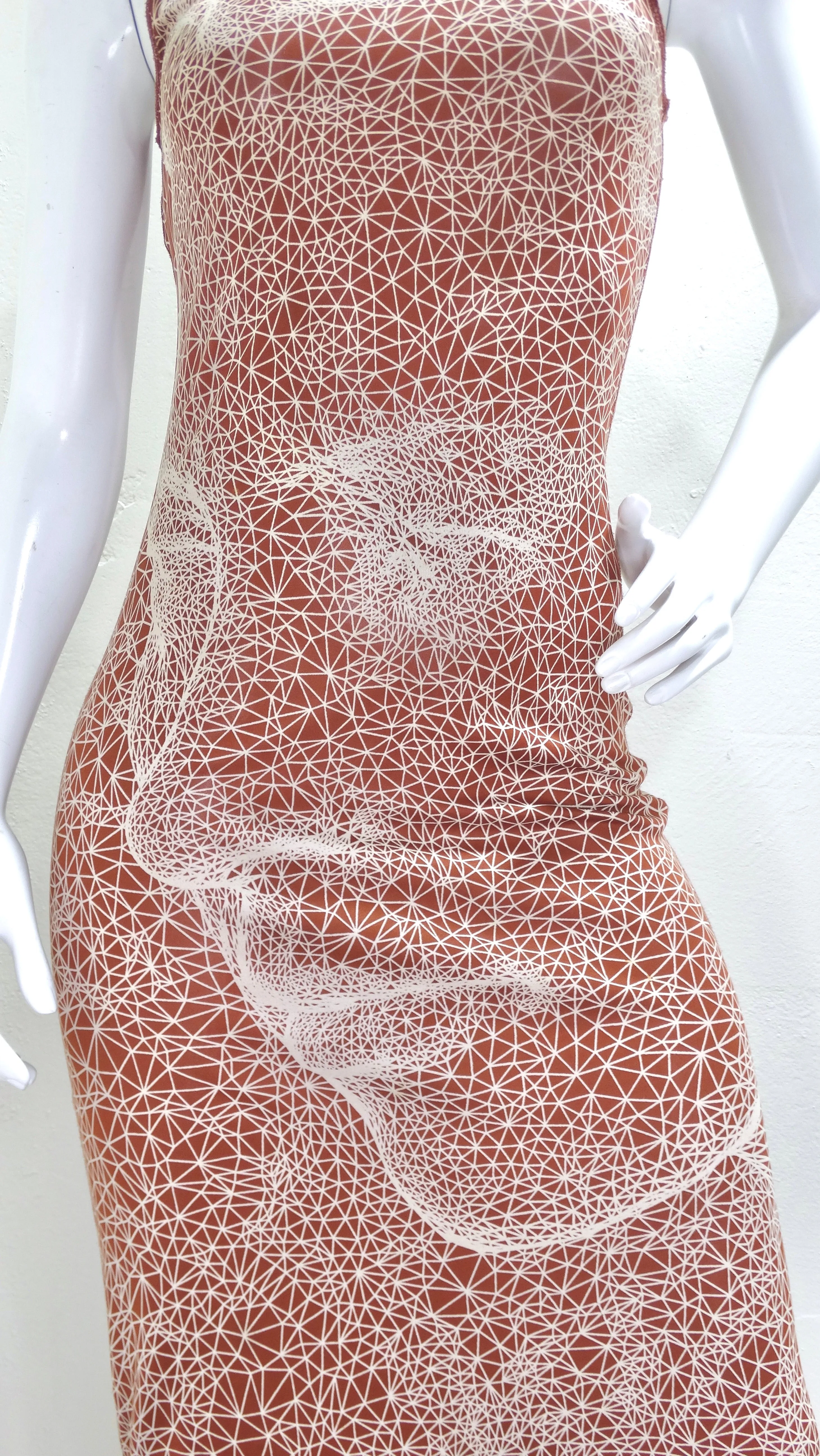 JEAN PAUL GAULTIER Femme S/S 2001 Rust Brown Constellation Faces Maxi Dress