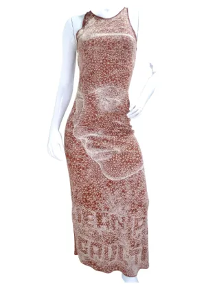 JEAN PAUL GAULTIER Femme S/S 2001 Rust Brown Constellation Faces Maxi Dress