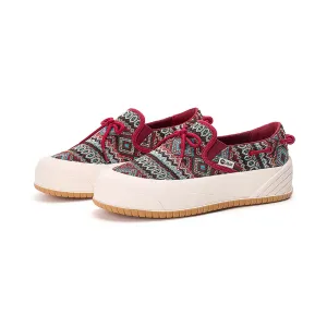 Joy & Mario Women’s Slip-on Fabric Platform Loafers in Red