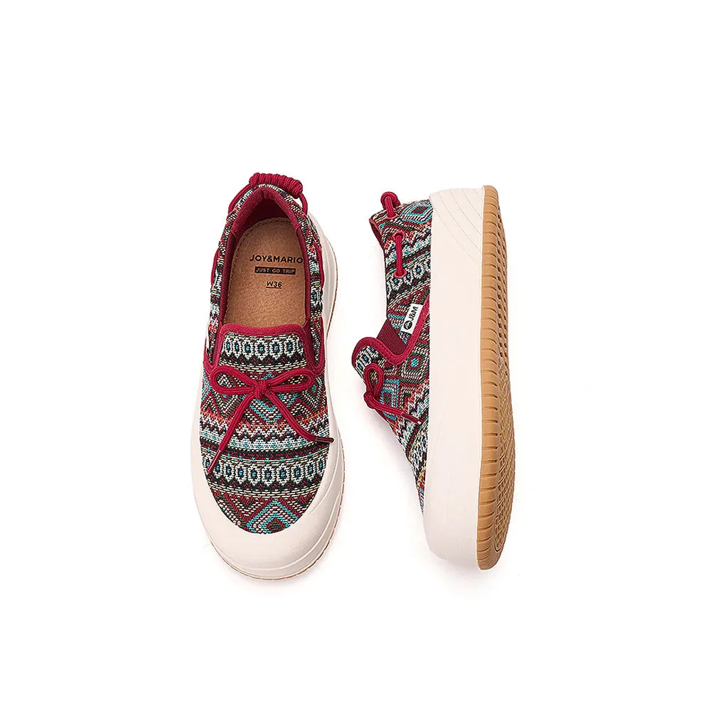 Joy & Mario Women’s Slip-on Fabric Platform Loafers in Red