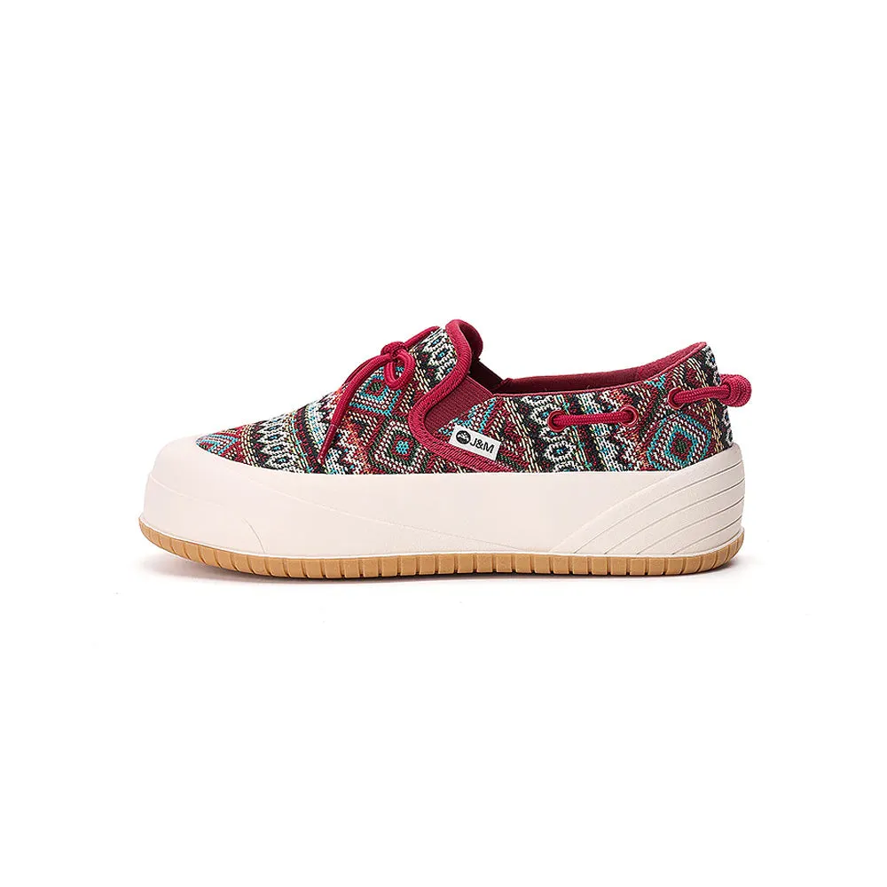 Joy & Mario Women’s Slip-on Fabric Platform Loafers in Red