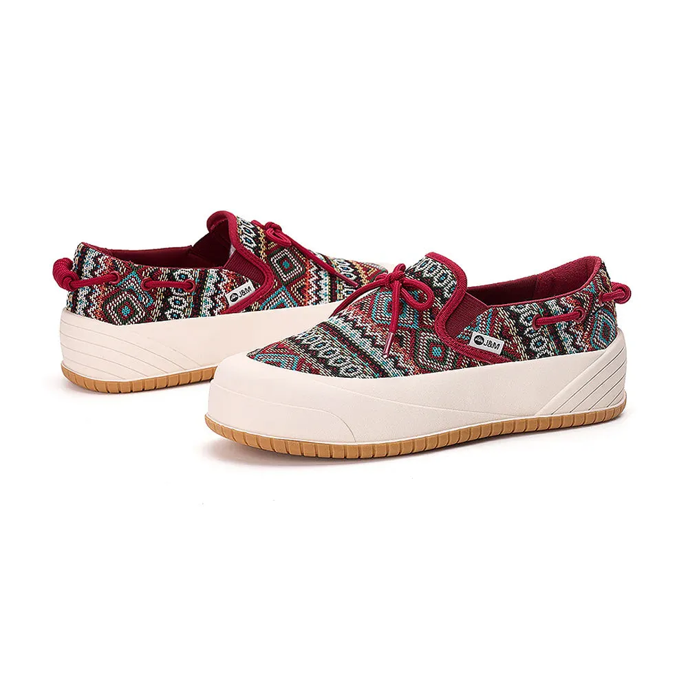 Joy & Mario Women’s Slip-on Fabric Platform Loafers in Red