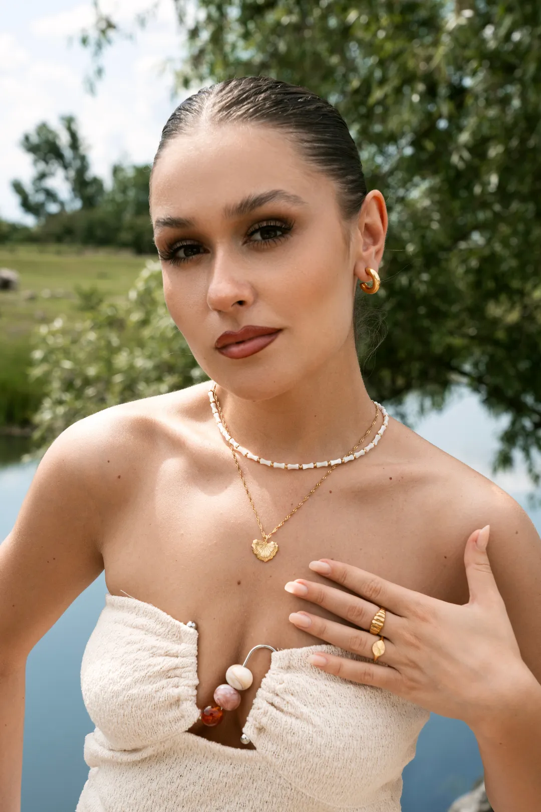 Kendall Pearl Bamboo Necklace