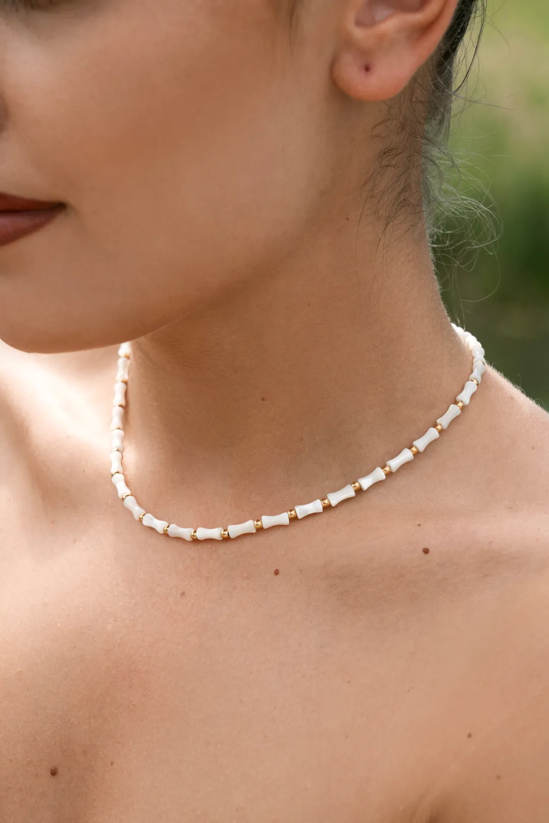 Kendall Pearl Bamboo Necklace