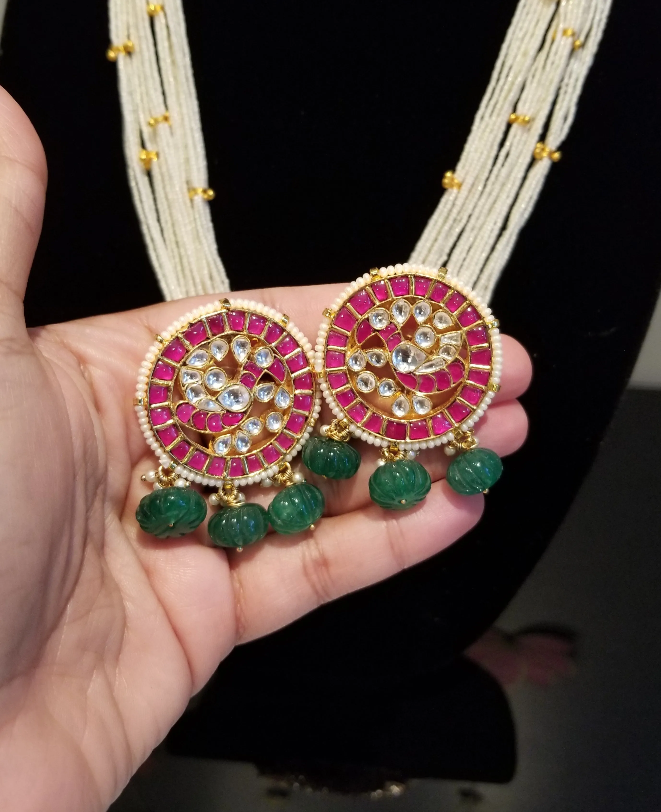 Kundan Pearl Maala Set With Hard Gold Plating