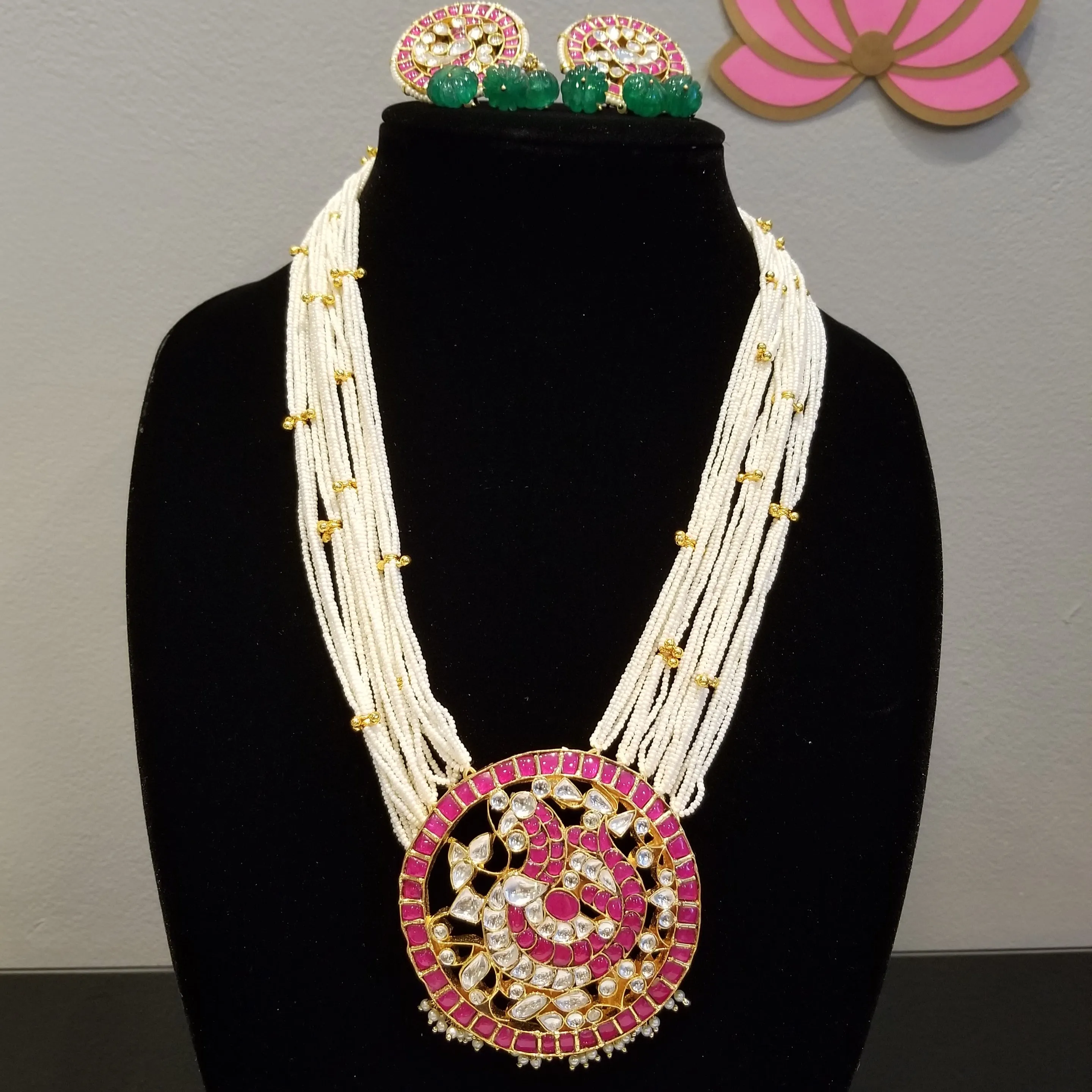 Kundan Pearl Maala Set With Hard Gold Plating