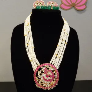 Kundan Pearl Maala Set With Hard Gold Plating
