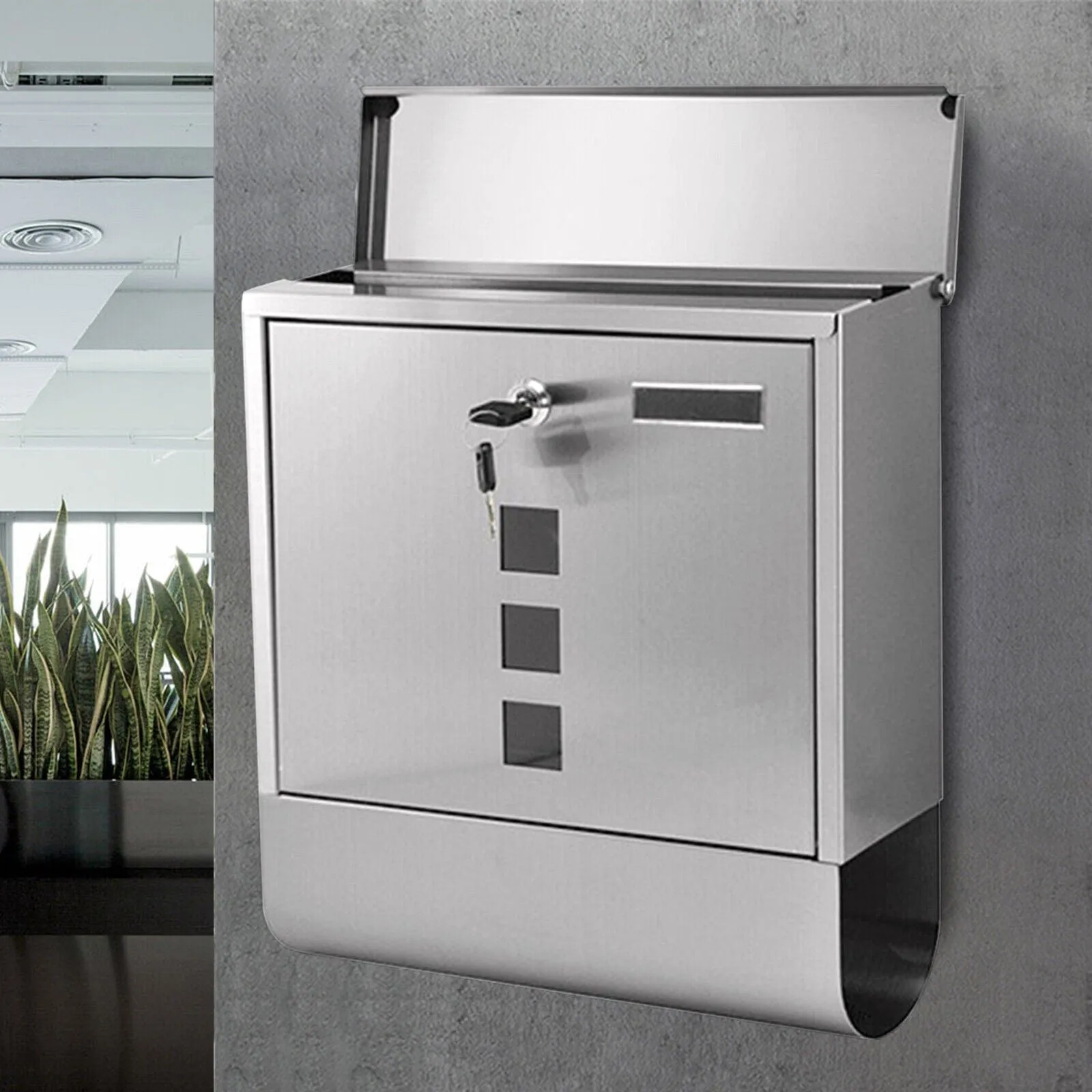 Large Heavy Duty Wall Mounted Vertical Home Metal Lockable Mailbox