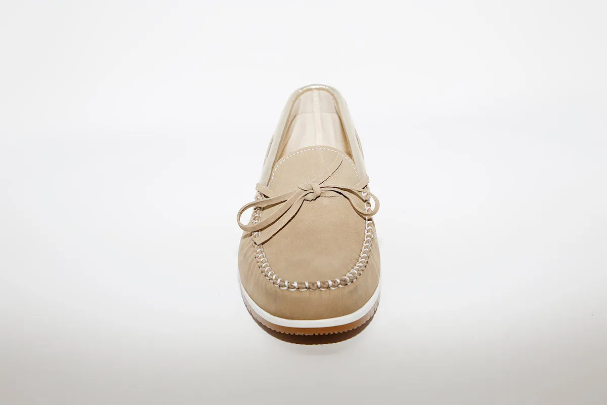 LEON D'ORO - 3940 CASUAL SLIP-ON SHOE - BEIGE/GOLD