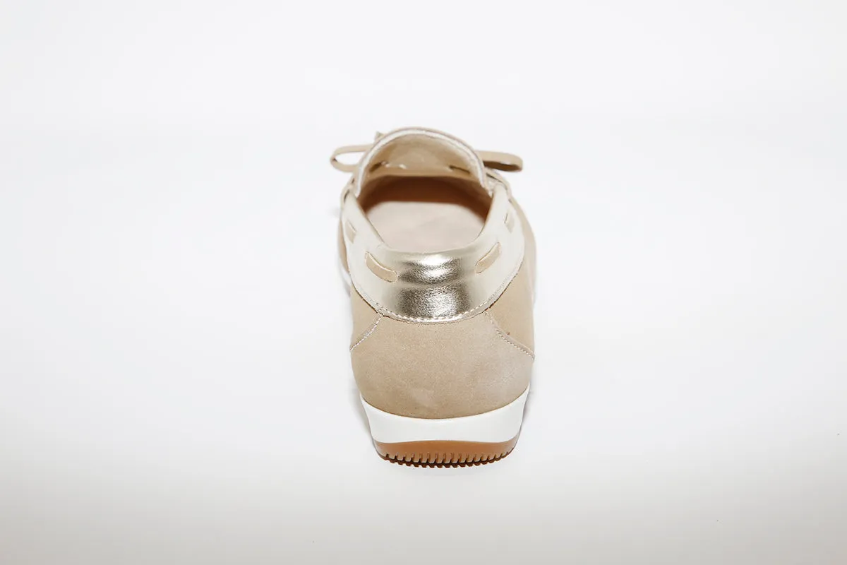LEON D'ORO - 3940 CASUAL SLIP-ON SHOE - BEIGE/GOLD