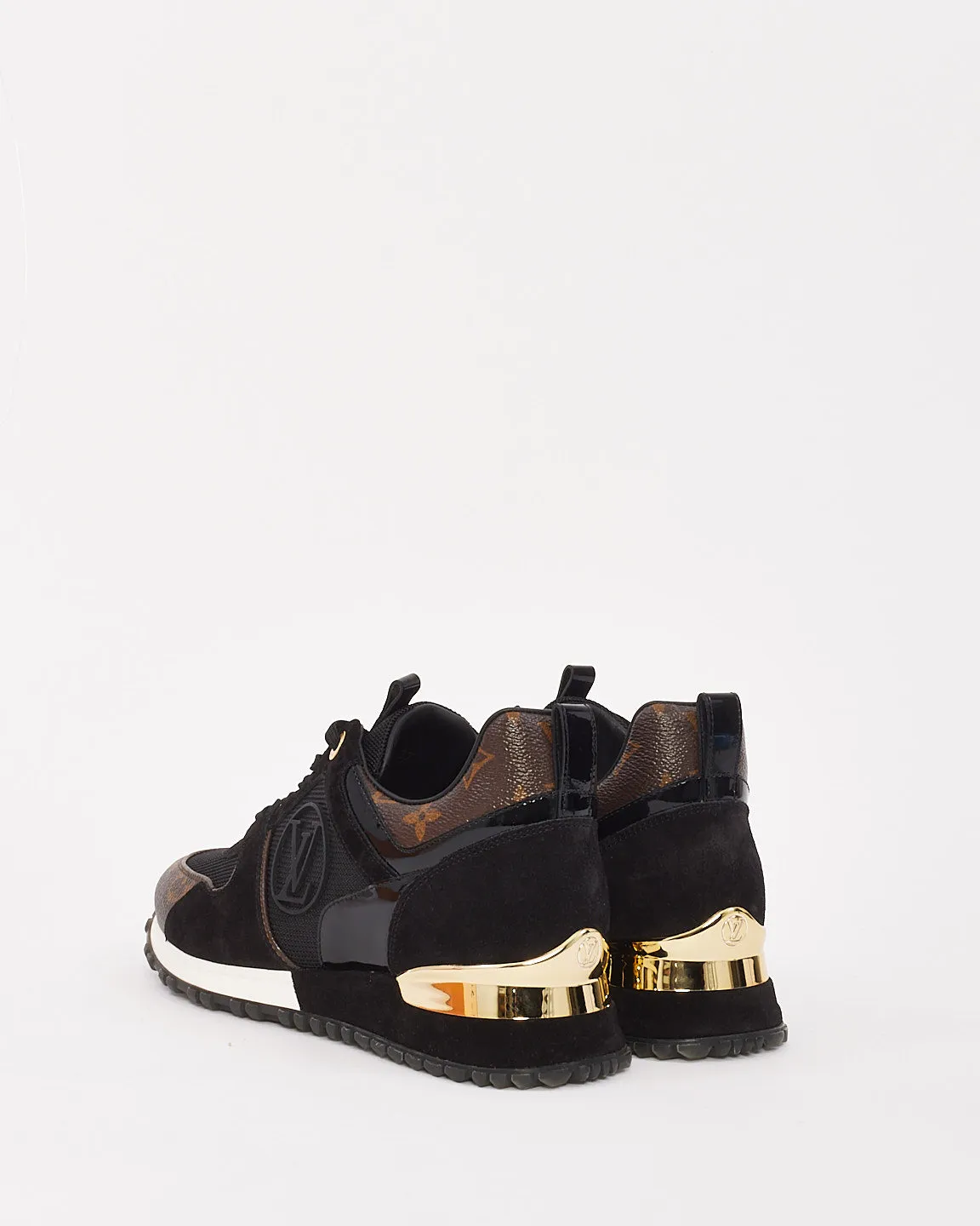 Louis Vuitton Black & Monogram Canvas & Suede Run Away Sneakers - 37