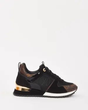 Louis Vuitton Black & Monogram Canvas & Suede Run Away Sneakers - 37