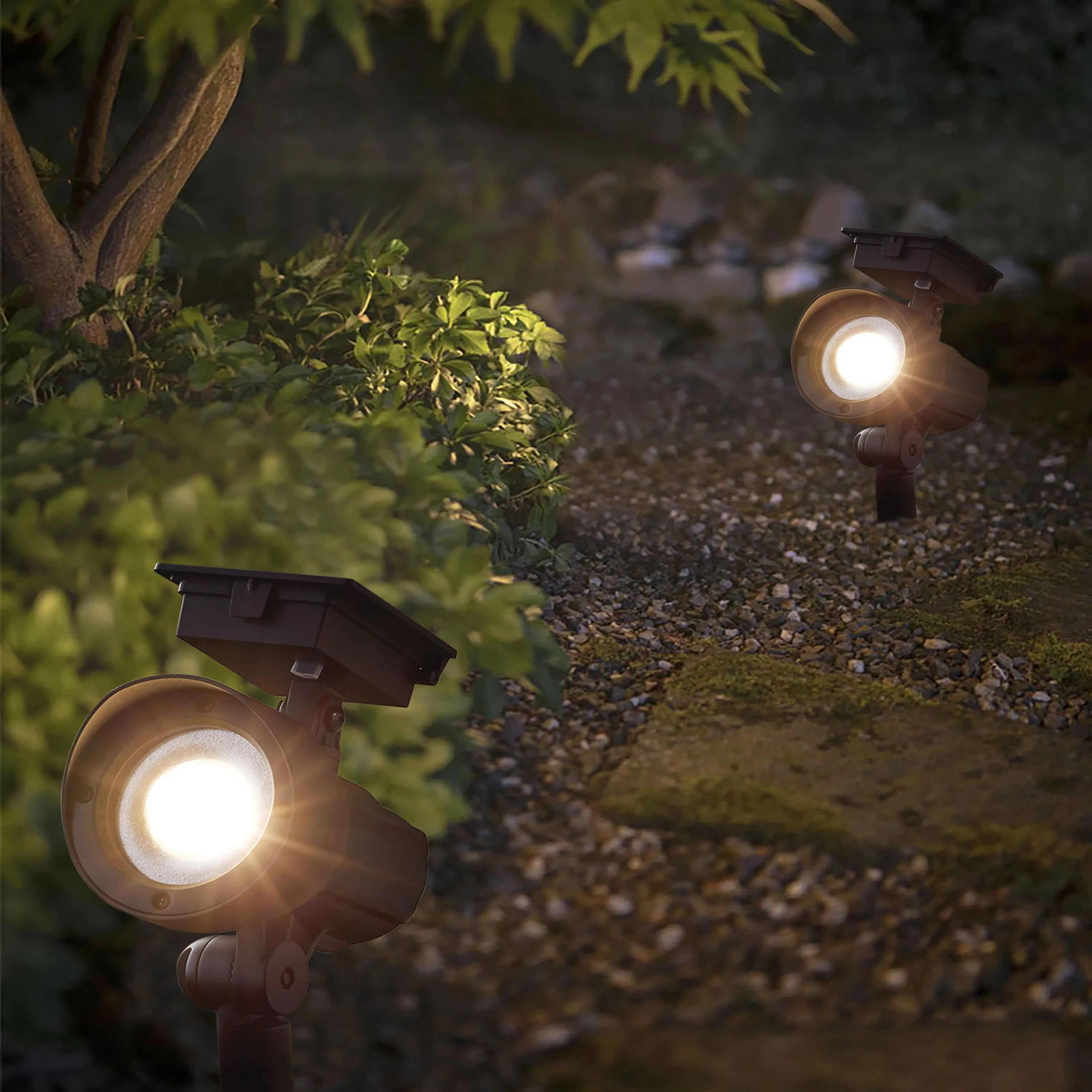 Mainstays Solar Powered Black LED Landscape Spot Light, 20 Lumens
