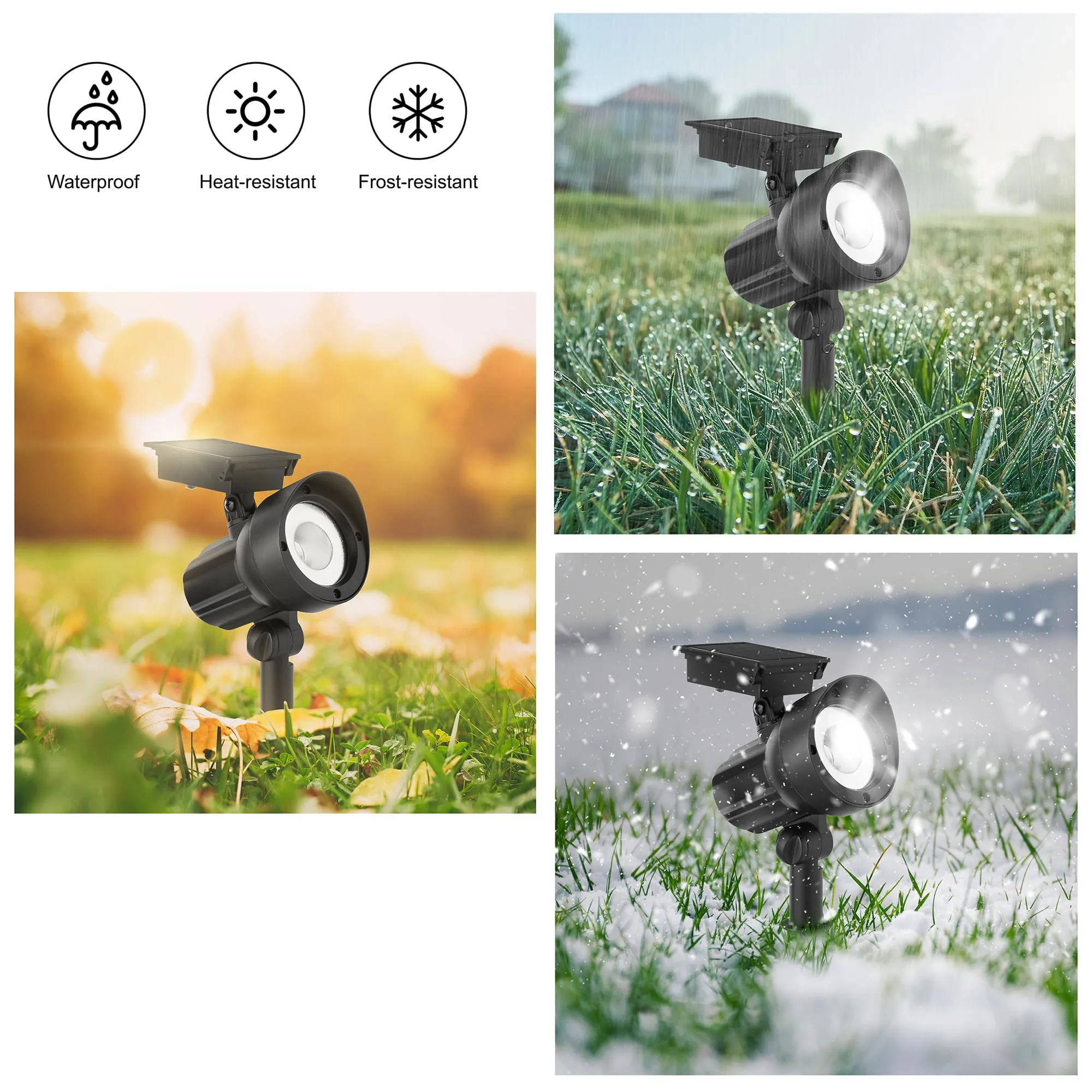 Mainstays Solar Powered Black LED Landscape Spot Light, 20 Lumens