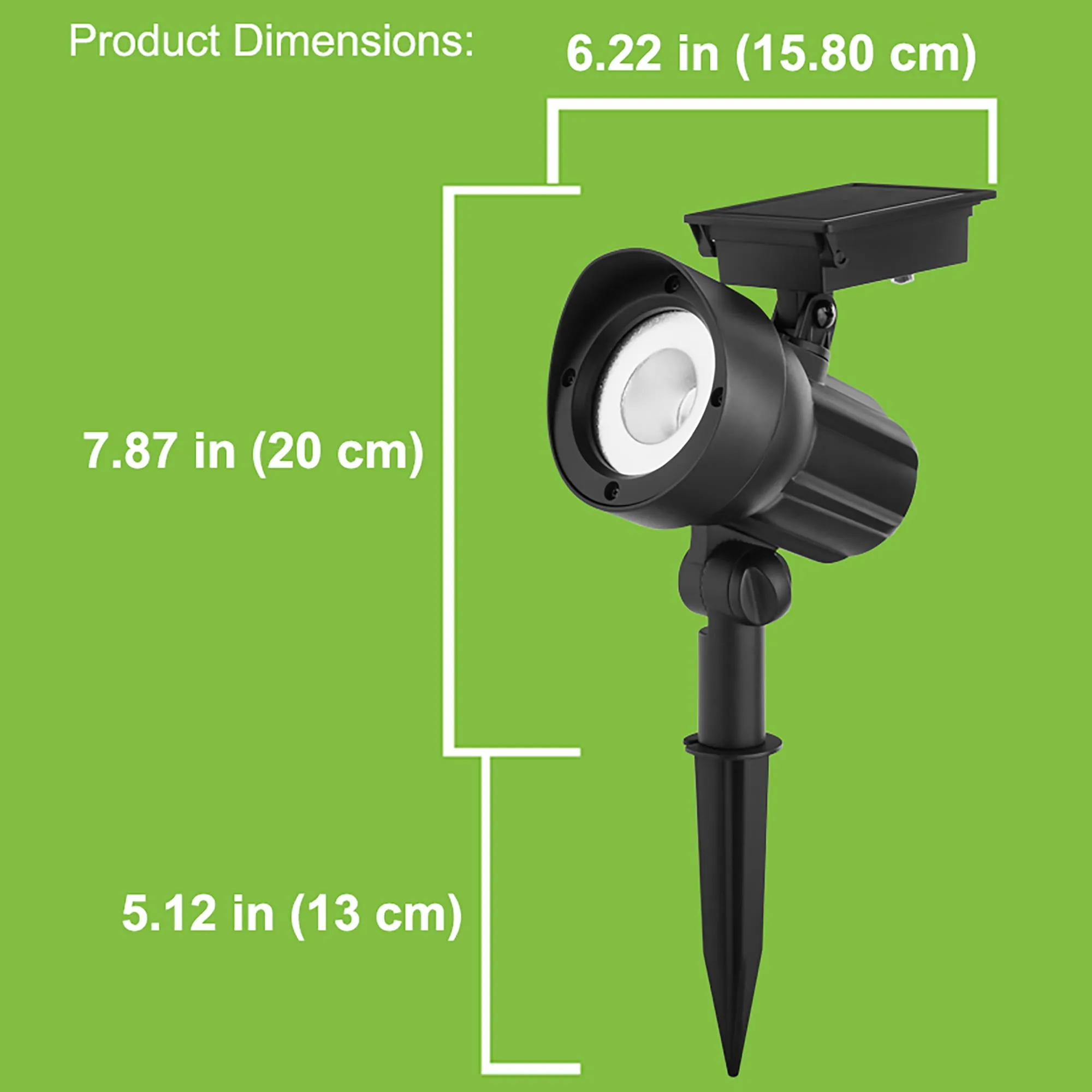 Mainstays Solar Powered Black LED Landscape Spot Light, 20 Lumens