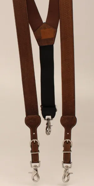 MEDIUM BROWN BASKETSTAMP SUSPENDERS