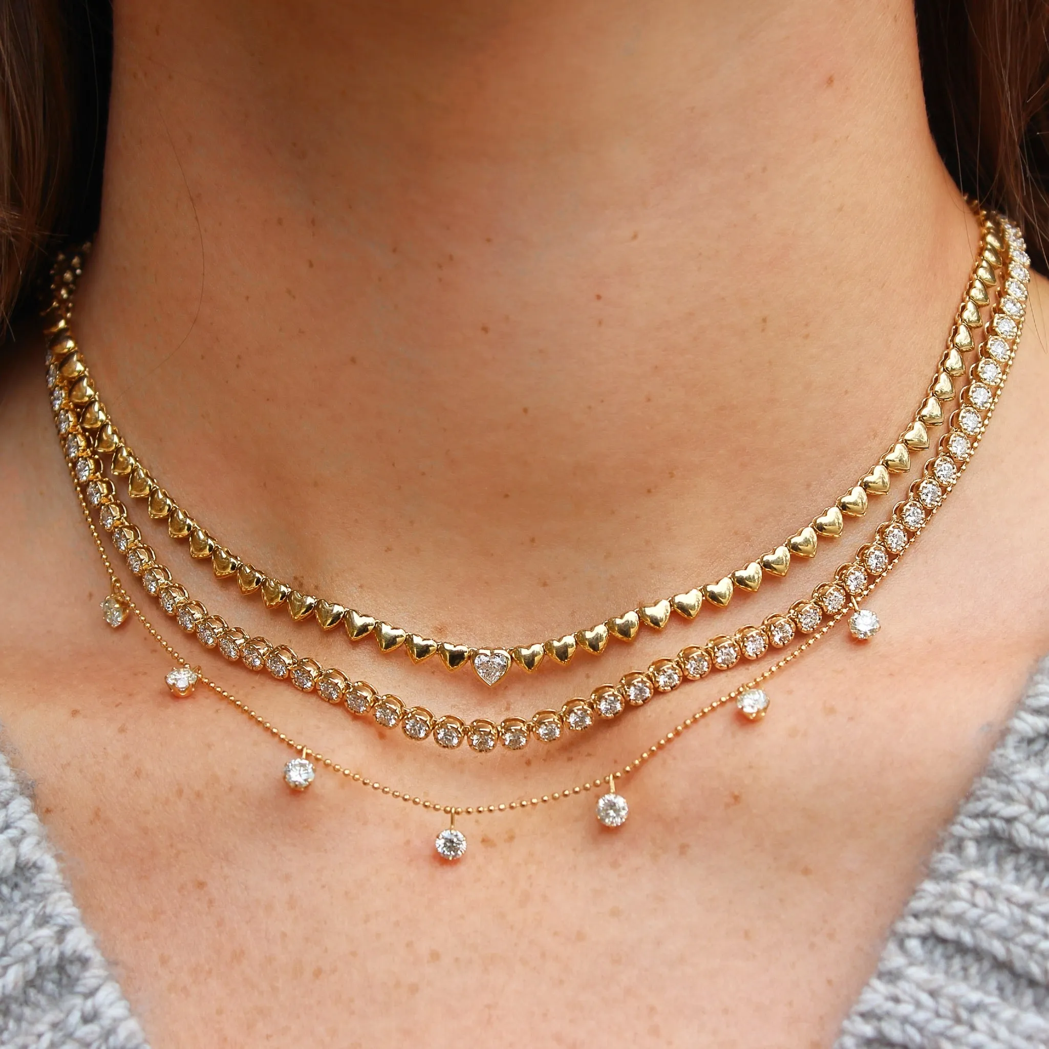 Medium Floating Diamond Necklace