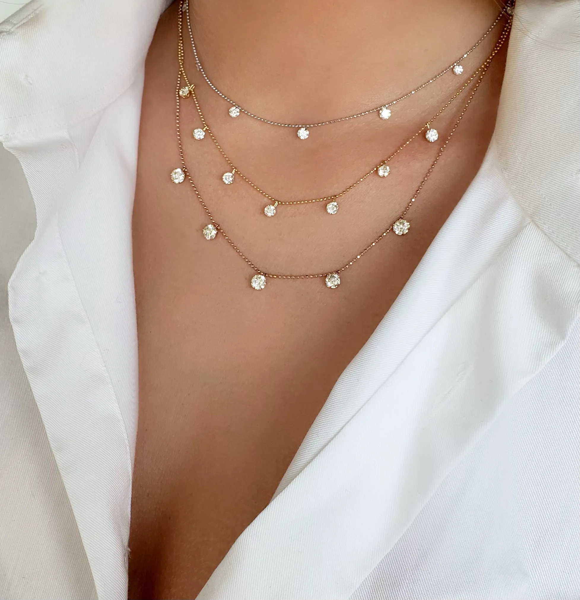 Medium Floating Diamond Necklace