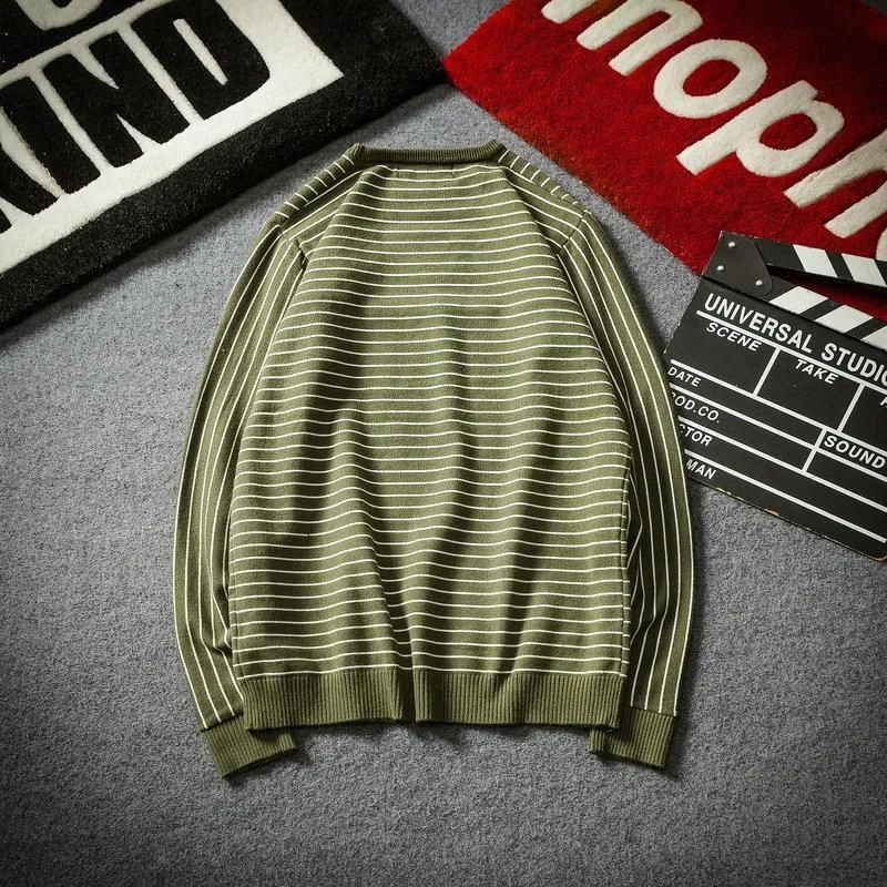 Men's Fashion Casual Stripe Pullover