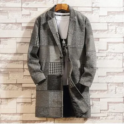 Men's Long Fashion Pea Coat Up To 3XL
