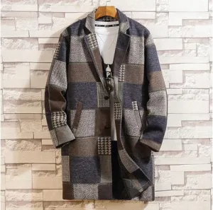 Men's Long Fashion Pea Coat Up To 3XL