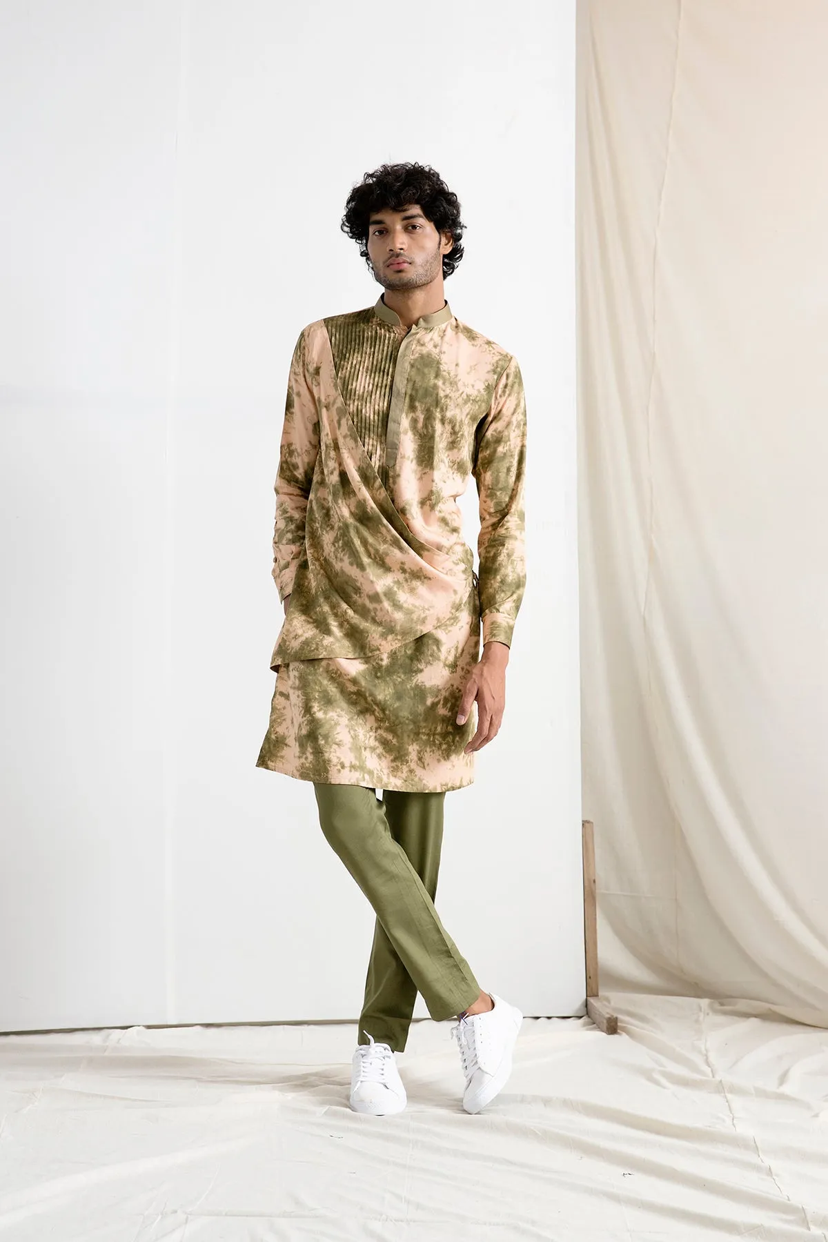 Milos - Tie & Dye Overlapped Pannel Kurta with Pant Set
