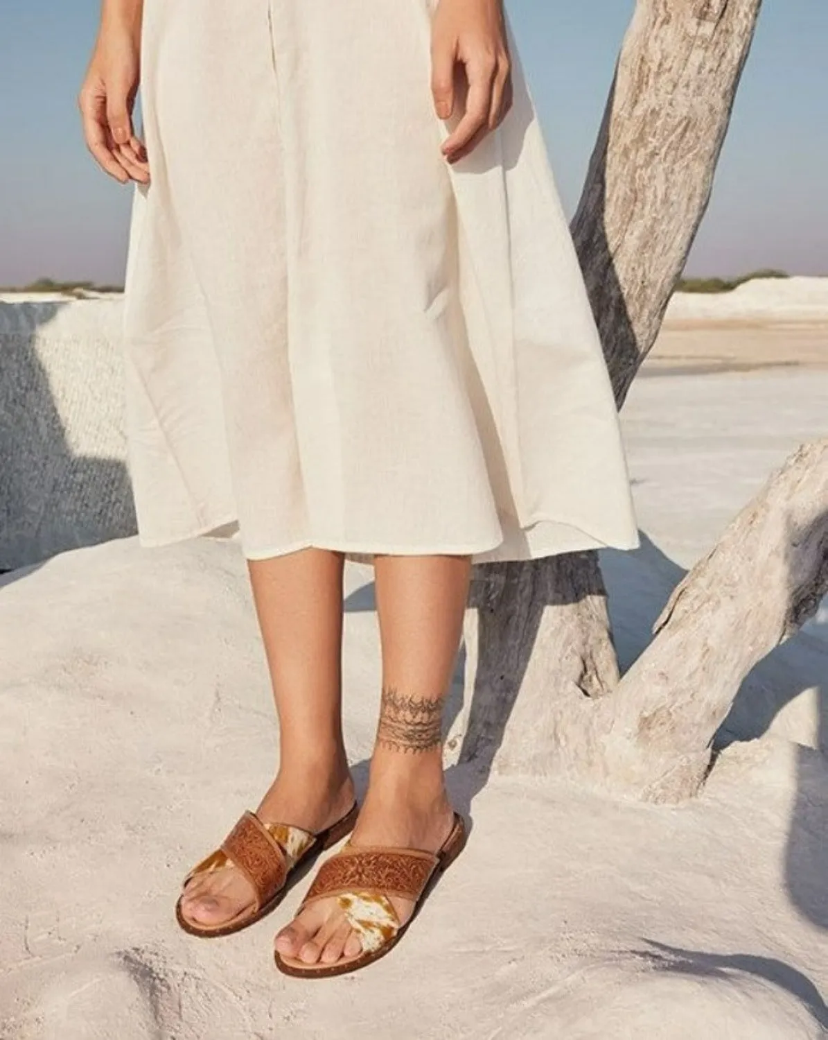 Mukluk Western Hand-Tooled Sandals Myra