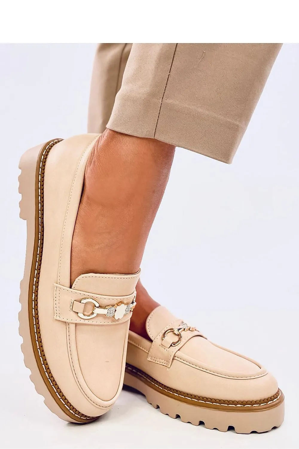 NEW Woman Platform Loafers  - Beige