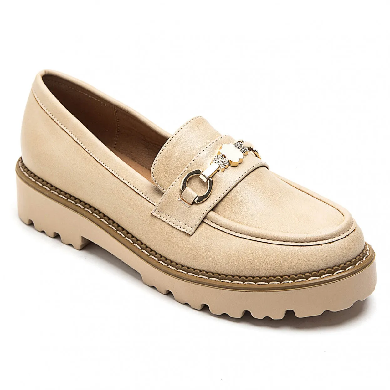NEW Woman Platform Loafers  - Beige