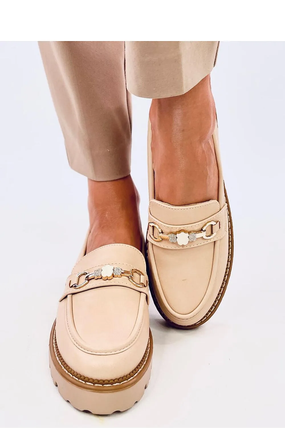 NEW Woman Platform Loafers  - Beige